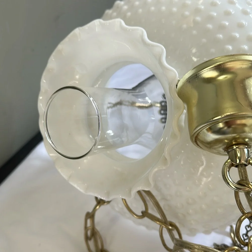 Vintage Elegant Milk Glass Hanging Lamp